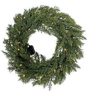 Santas Forest 35004 Cedar Wreath, Polyethylene, Battery, Clear Bulb, Hanging Hoop