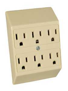 Pass & Seymour 2-Pole Plug In Adapter, Ivory, 15A