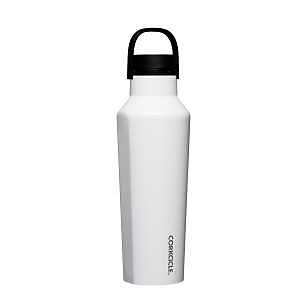 Corkcicle Classic Sport Canteen Series 2020GW Water Bottle, 20 oz, Stainless Steel/Silicone, Gloss White, Leakproof Lid