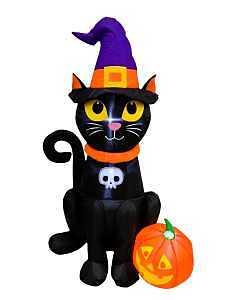 Spooky Black Cat 4‑Foot Halloween Inflatable – Santa’s Forest Outdoor Decor
