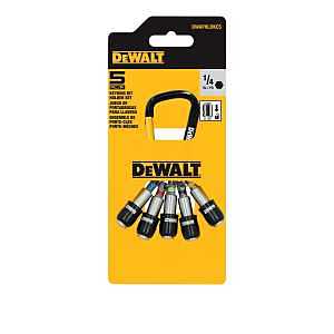 DEWALT DWAFHLDKC5 Keyring Bit Holder Set, 1/4 in Shank, Hex Shank, Metal