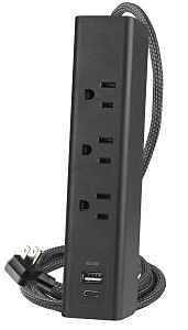 6‑Foot Black 300J Surge Protector Power Strip with AC Outlets
