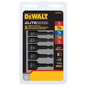 DEWALT ELITE Series DWAFEND5 Nut Driver Set, 5-Piece, Black Oxide, Specifications: 1/4 in Hex Shank