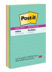 Post-it 4645-35SAN Super Sticky Note, Assorted Neon