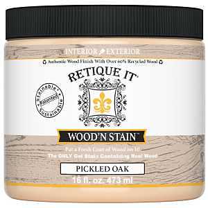 Retique It Wood'n Stain RQ-WNS16-POAK-R10 Wood Stain, Pickled Oak, Gel, 16 oz