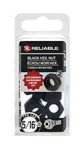 5/16 in Black Stainless Steel Hex Nut – Grade 2 Corrosion‑Resistant