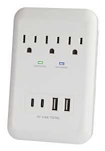 PowerZone ORSUC418 4-Outlet Surge Protector with Dual USB‑A & USB‑C Ports