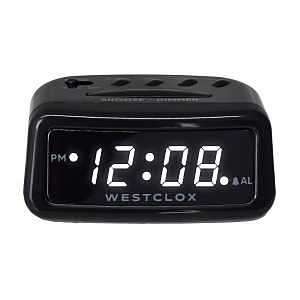 Westclox Black Plastic Digital Alarm Clock – AA Battery Powered with LED Display & USB Charger