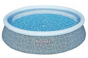 Bestway 57371E Inflatable Pool Set, Round, 3266 gal, Plastic, Gray