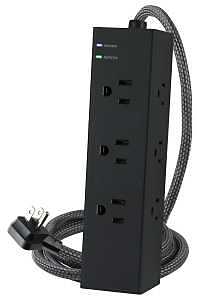 6‑Foot Black Surge Protector with 3000J Protection – A&C Power Strip