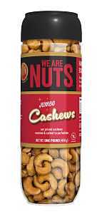 We Are Nuts 18026TJX Whole Extra-Large Cashew Snack, Roasted and Salted, 16 oz Jar