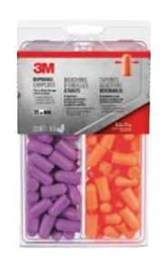 3M 7000122742 Disposable Ear Plugs, 32 dB NRR, Foam, Orange/Purple