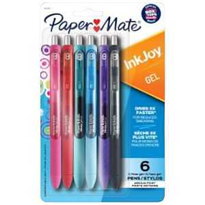 Paper Mate Retractable Gel Ink Ballpoint Pen – 0.7 mm Fine Point with Comfort Grip – Mixed Colors