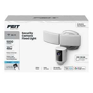 Feit Electric SEC5000/CAM/WIFI Smart Security Flood Light with Camera, 120 V, 2-Lamp, LED Lamp, Daylight, 5000 Lumens