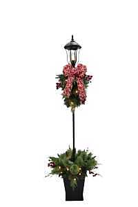 Santas Forest 39109 Pre-Lit Berry Cone Lamp Post Decoration