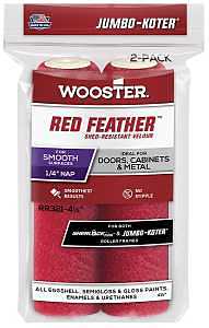Wooster Red Feather 4-½" Velour Paint Roller Cover – 1/4" Nap for Smooth Surfaces