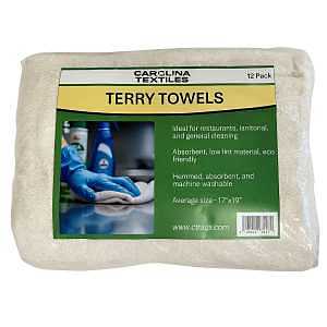 All Rags N888 12‑Pack White Terry Bar Towels – 16×19 in, Ultra‑Absorbent