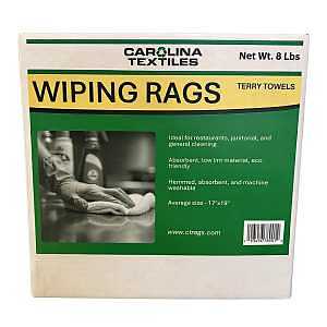 All Rags N888-8LB-BOX Terry Bar Mop Towel, 16 in L, 19 in W, Terry Cotton, White