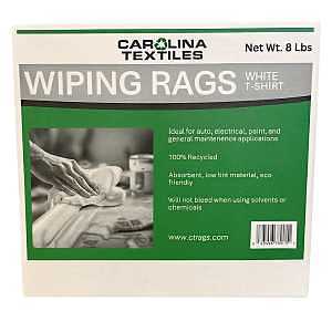 All Rags R701-8LB-BOX Recycled T-Shirt Knit Rag, 15 in L, 15 in W, Cotton, White