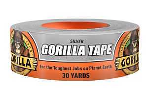 Gorilla 105634 Duct Tape, 30 yd L, 1.88 in W, Polyethylene Backing, Silver