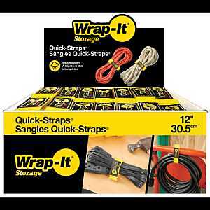 Wrap-It Storage 100-BS-12YE Cable Wrap, 1 in W, 12 in L, Polypropylene, Yellow, Hook and Loop Adhesive