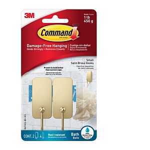 Command BATH33-CR-2ES Bath Small Hook, 1 lb, Metal, Brass