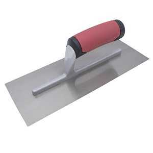 QLT NT684 Spot Welded Trowel, 11 in L, 4-1/2 in W, U-Shaped Notch, Curved, Soft Grip Handle