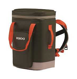 Igloo Trailmate 32 Series 66760 Backpack Cooler, 32 Cans Capacity, EVA/Polyester, Deep Oil Green/Safety Orange/Sandstone