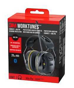 3M WorkTunes Series 90572-DC Wireless Hearing Protector, 26 dB NRR, Black