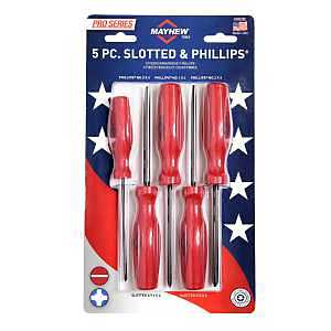 Mayhew Pro Series 26028C Screwdriver Set, 5-Piece, Alloy Steel, Brushed, Red