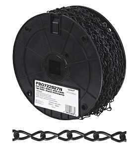 Campbell PB072-2827N Single Jack Chain, #14, 190 ft L, 520 lb Working Load, Carbon Steel, Black Polycoat
