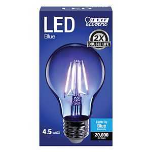 Feit Electric A19/TB/LED Filament LED Bulb, General-Purpose, A19 Lamp, E26 Medium Lamp Base, Dimmable, Clear, Blue