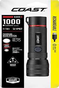 Coast 31210 Flashlight, Lithium-Ion Battery, 120 Lumens Low, 420 Lumens Medium, 1000 Lumens High, Flood, Spot Beam