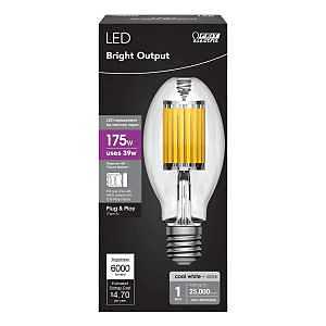Feit Electric H39KB-175/LED/HDRP HID LED Light Bulb, Elliptical Dimpled, ED28 Lamp, 175 W Equivalent, Non-Dimmable