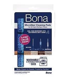 Bona AX0003608 Cleaning Pad, 18.31 in L, 5.12 in W, Microfiber, Blue, Machine Washable: Yes