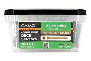 Camo 0376150 Deck Screw, #10 Thread, 2-1/2 in L, Coarse Thread, Flat Head, Star Drive, Type 17 Slash Point, Carbon Steel