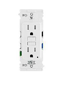Leviton Lever Edge EGFT1-W GFCI Outlet, 125 V, 15 A, Solid Copper, Stranded Wiring, White