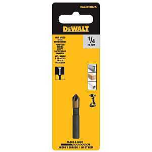 DEWALT BLACK & GOLD Series DWAMDB16CS Countersink Drill Bit, 1/4 in Dia, 5-Flute, 1/4 in Dia Shank, Round Shank
