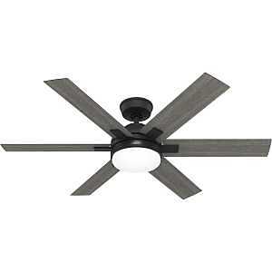 Hunter HunterExpress Georgetown Series 52783 Ceiling Fan with LED Light, 6-Blade, Black Housing, Dark Gray Oak Blade