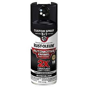 Rust-Oleum Automotive 394893 2X Automotive Enamel with Custom 5-in-1 Spray, Gloss, Black, 12 oz, Aerosol Can