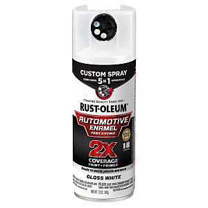 Rust-Oleum Automotive 394894 2X Automotive Enamel with Custom 5-in-1 Spray, Gloss, White, 12 oz, Aerosol Can
