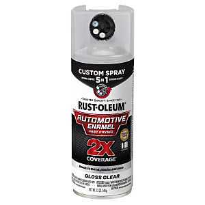 Rust-Oleum Automotive 394895 2X Automotive Enamel with Custom 5-in-1 Spray, Gloss, Clear, 12 oz, Aerosol Can