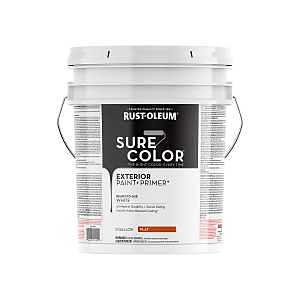 Rust-Oleum Sure Color Exterior Paint – 5‑Gal White Flat, Water‑Based One‑Coat Coverage