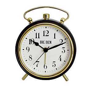 Westclox 75127 Classic Top Handle Alarm Clock, AA Battery, Analog Display, Plastic Case, Black/Gold Case