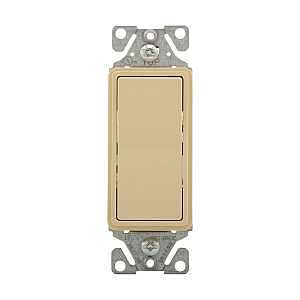 Eaton 7503 Series 7503V 3-Way Decorator Rocker Switch, 15 A, 120/277 V, 3-Way, Back Wire, Push Wire
