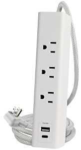 White 6‑Foot 300 Joule Surge Protector Power Strip – A&C Model