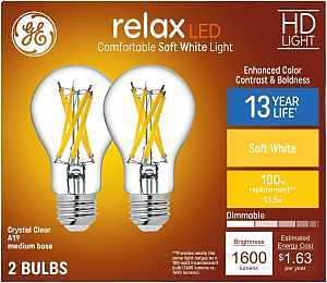 GE Refresh Series 93129470 LED Bulb, General-Purpose, A19 Lamp, 100 W Equivalent, E26 Medium Lamp Base, Dimmable