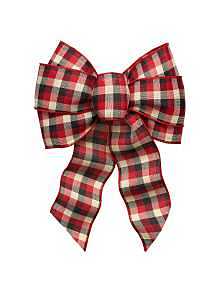Holidaytrims 6129 Plaid Wired Bow, Black/Red