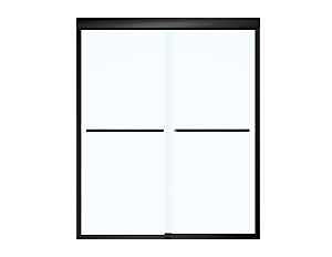 MAAX Aura 24" Matte Black Semi‑Frameless Tempered Glass Bypass Shower Door – 68" Height