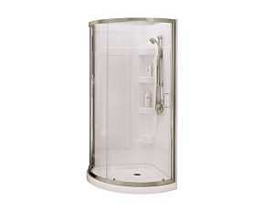 MAAX Cyrene 34‑Inch Acrylic Shower Kit with Brushed Nickel Semi‑Frameless Frame – Glue‑Up Install